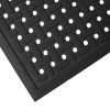 A close up of the corner of Morland Service Anti bacterial rubber industrial doormat on a white background